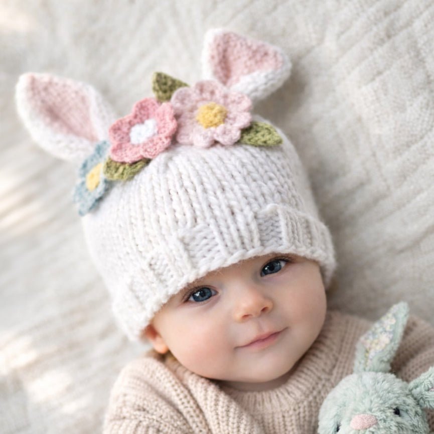 Flower Bunny Beanie White/Multi - Beanie Hats