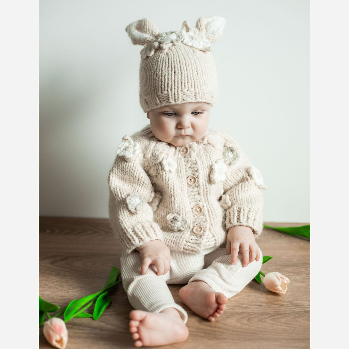 Flower Cardigan Sweater Natural Baby &amp; Toddler - Sweaters