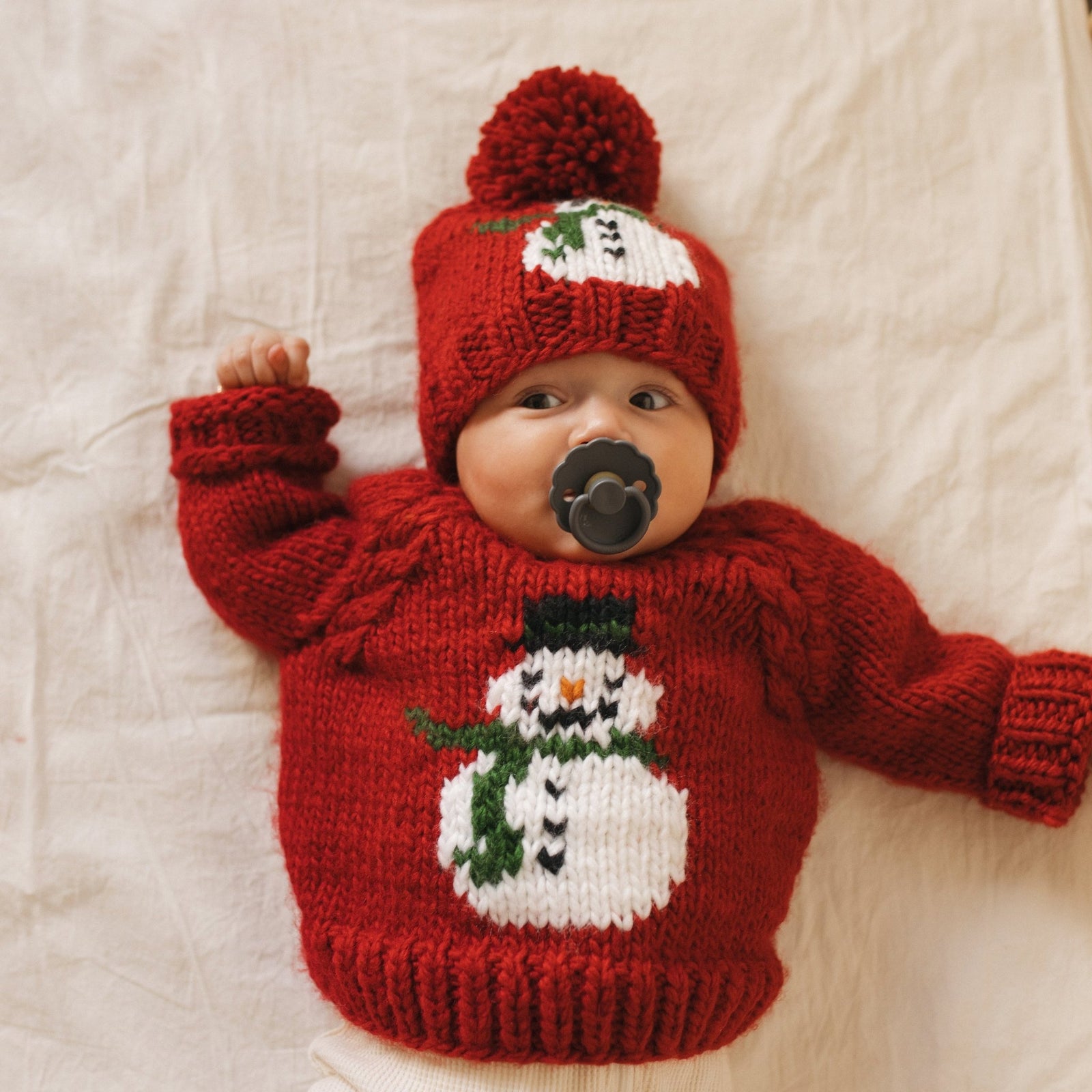Frosty Snowman Ruby Red Beanie Hat for Baby & Kids - Beanie Hats