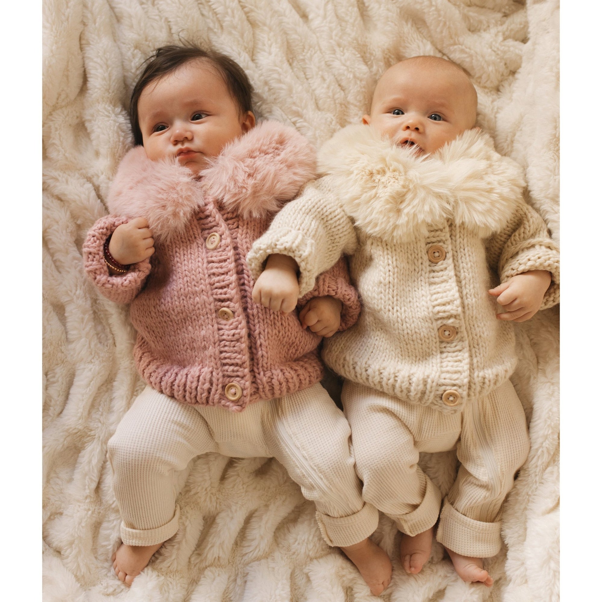 Fur Collar Rosy Cardigan Sweater for Baby & Toddler - Sweaters