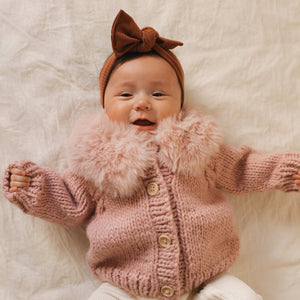 Fur Collar Rosy Cardigan Sweater for Baby & Toddler - Sweaters