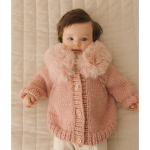 Fur Collar Rosy Cardigan Sweater for Baby & Toddler - Sweaters