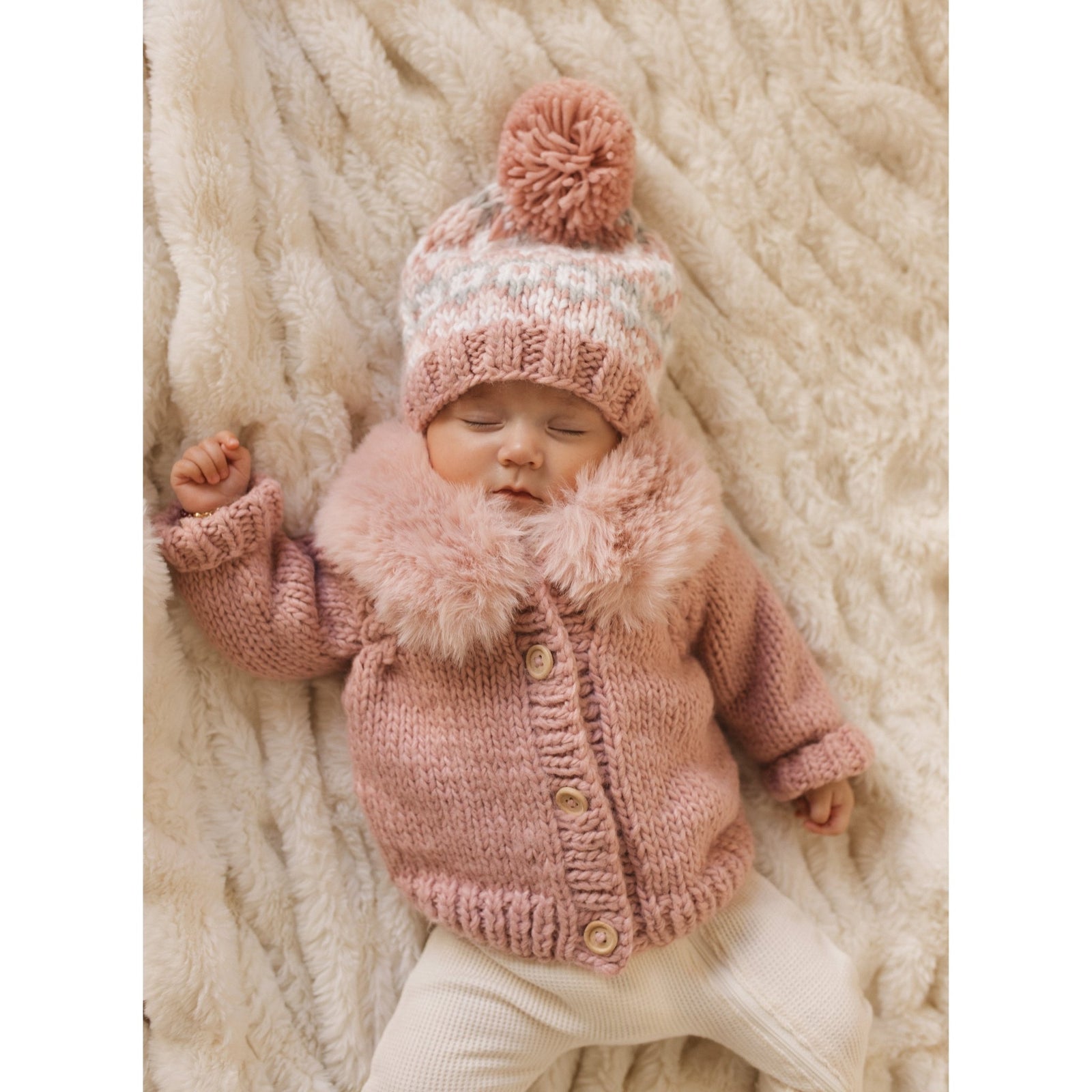 Fur Collar Rosy Cardigan Sweater for Baby & Toddler - Sweaters
