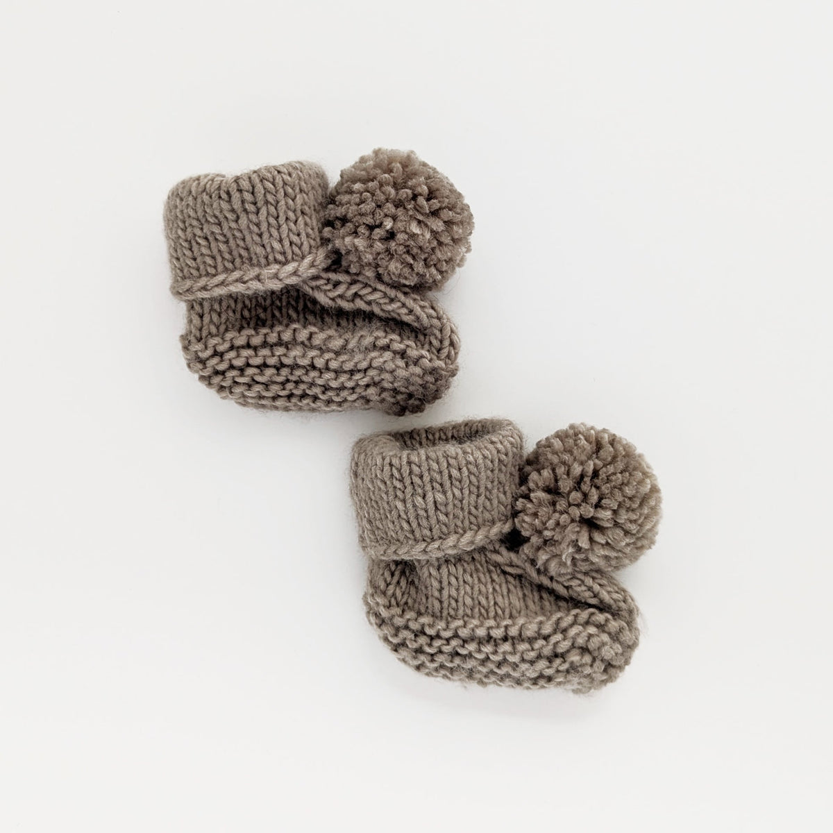 Garter Stitch Baby Booties Pebble with Pom Poms due July - Booties