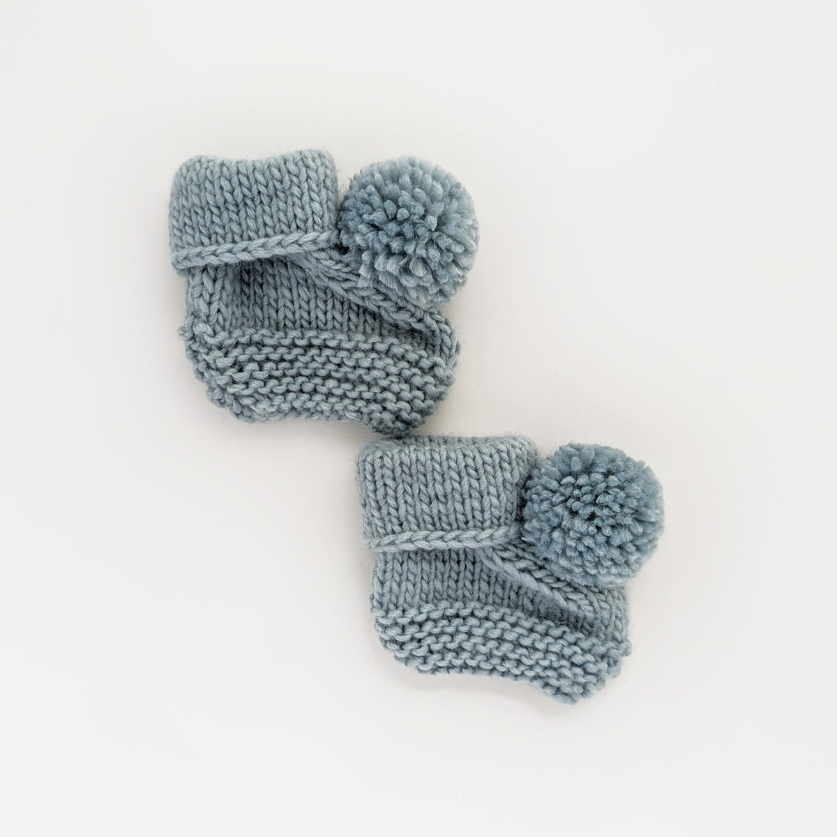 Garter Stitch Baby Booties Surf with Pom Poms due July - Booties