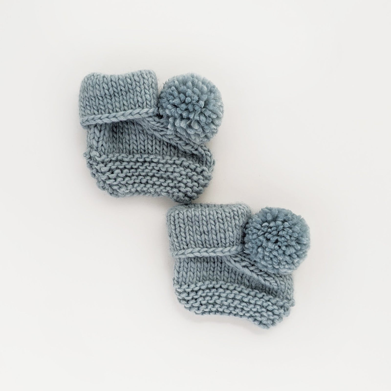 Garter Stitch Baby Booties Surf with Pom Poms due July - Booties