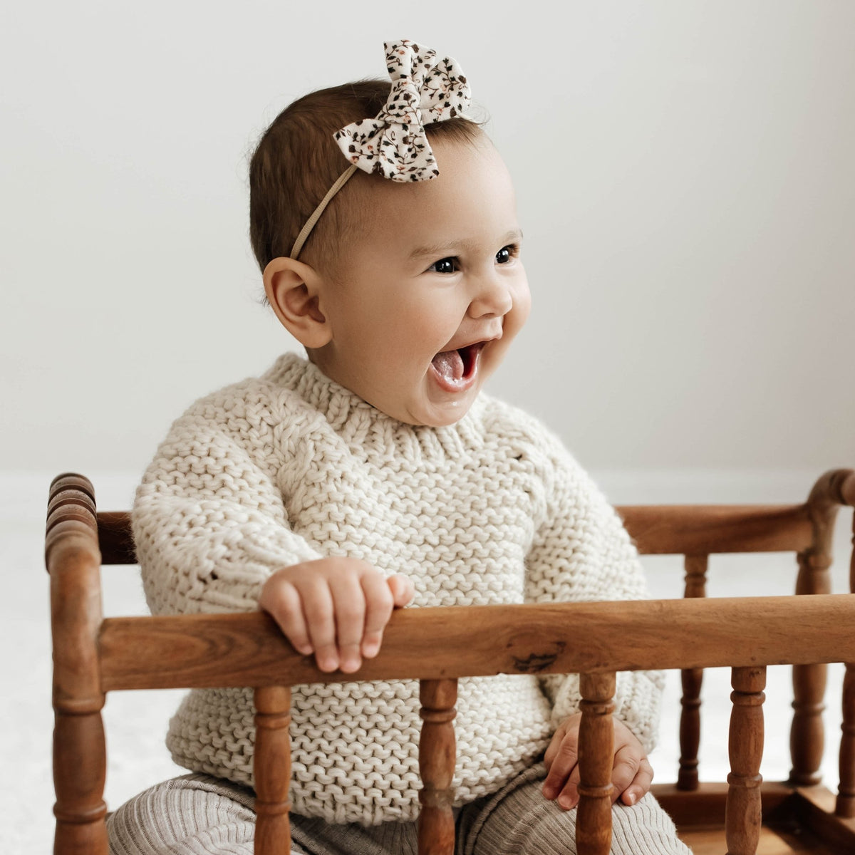 Garter Stitch Crew Neck Sweater Natural - Sweaters