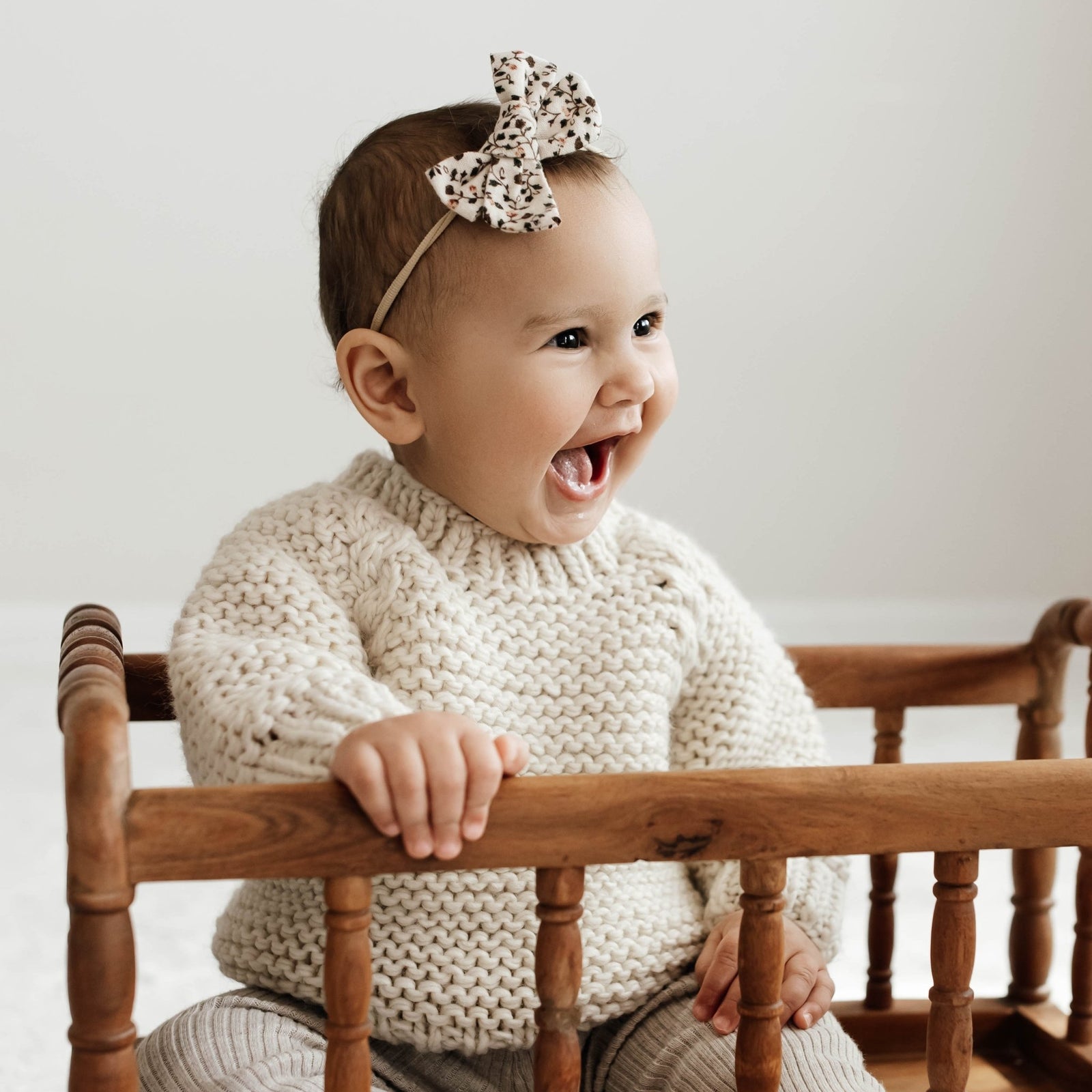 Garter Stitch Crew Neck Sweater Natural - Sweaters