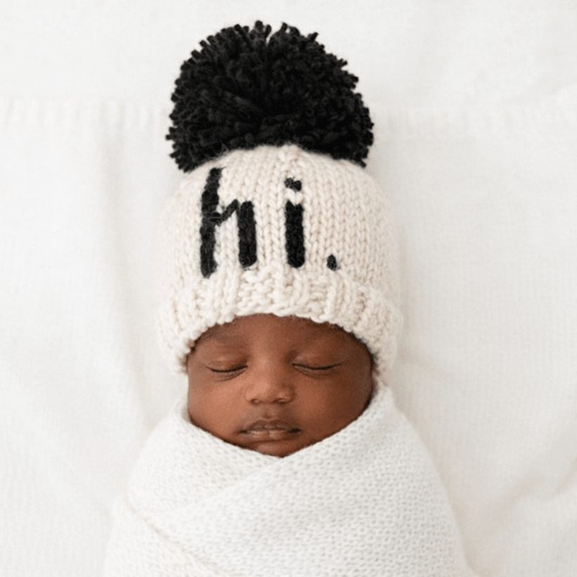 hi. Black Hand Knit Beanie Hat - Beanie Hats