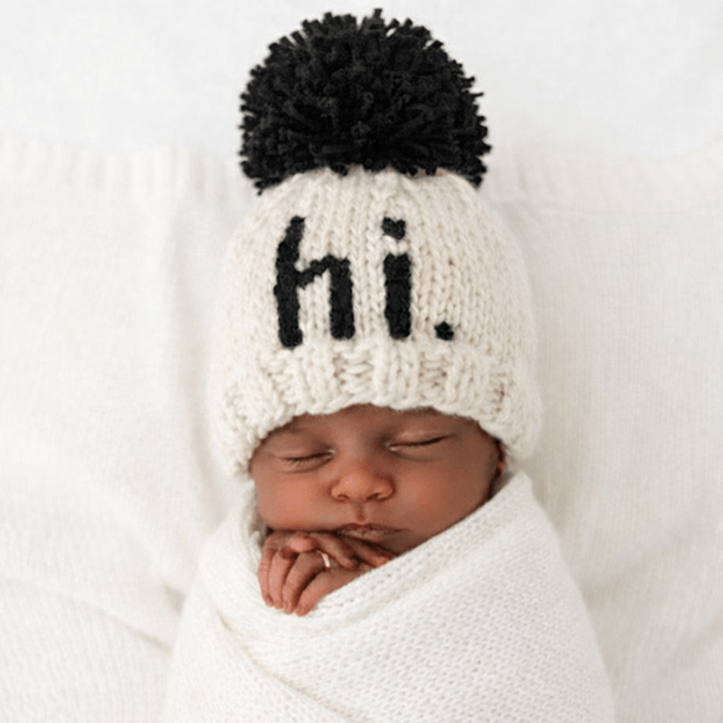 hi. Black Hand Knit Beanie Hat - Beanie Hats
