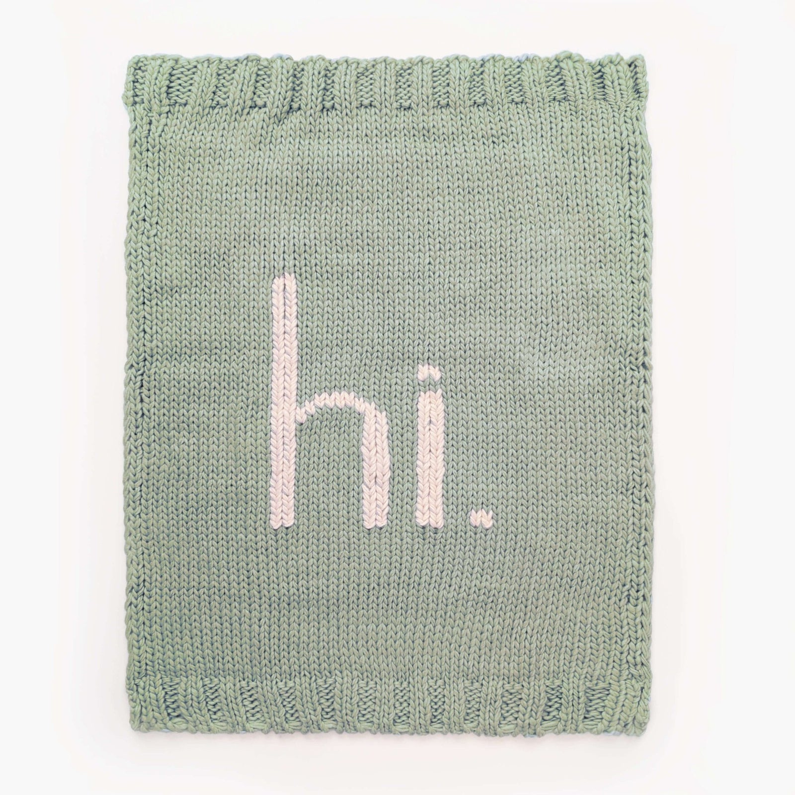 hi. Hand Knit Blanket Sage Green - Blanket
