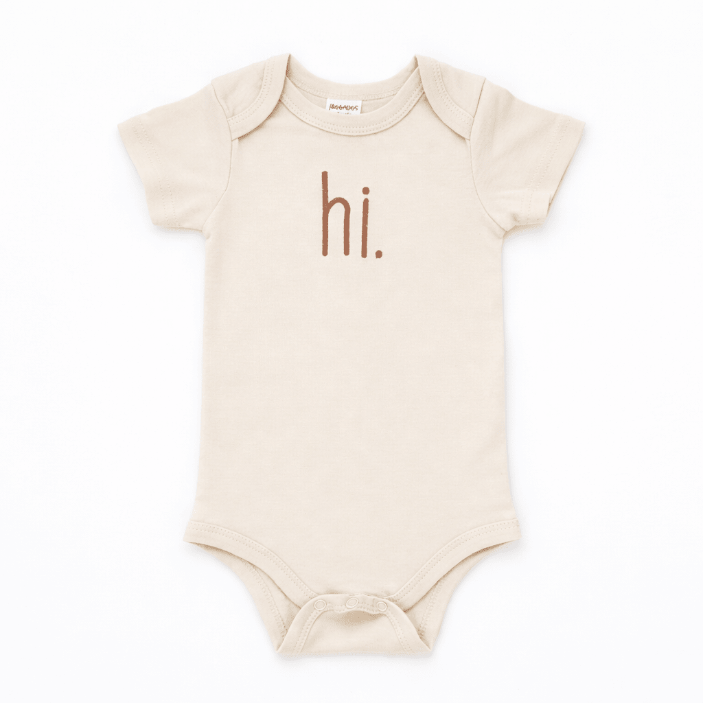hi. Pecan Cotton Knit Onesie for Baby - Onesie