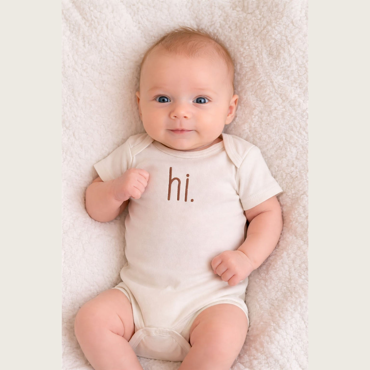 hi. Pecan Cotton Knit Onesie for Baby - Onesie