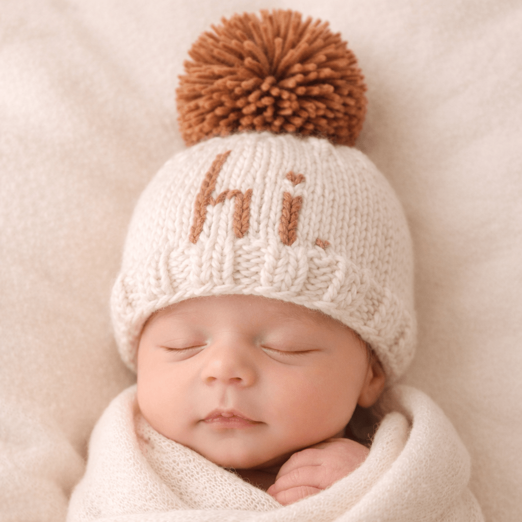 hi. Pecan Hand Knit Beanie Hat - Beanie Hats