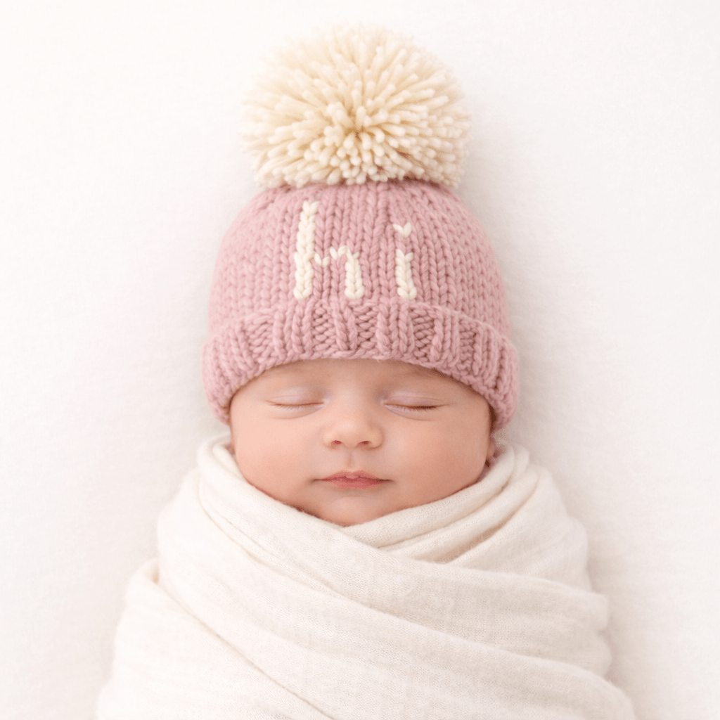 hi. Rosy Hand Knit Beanie Hat - Huggalugs
