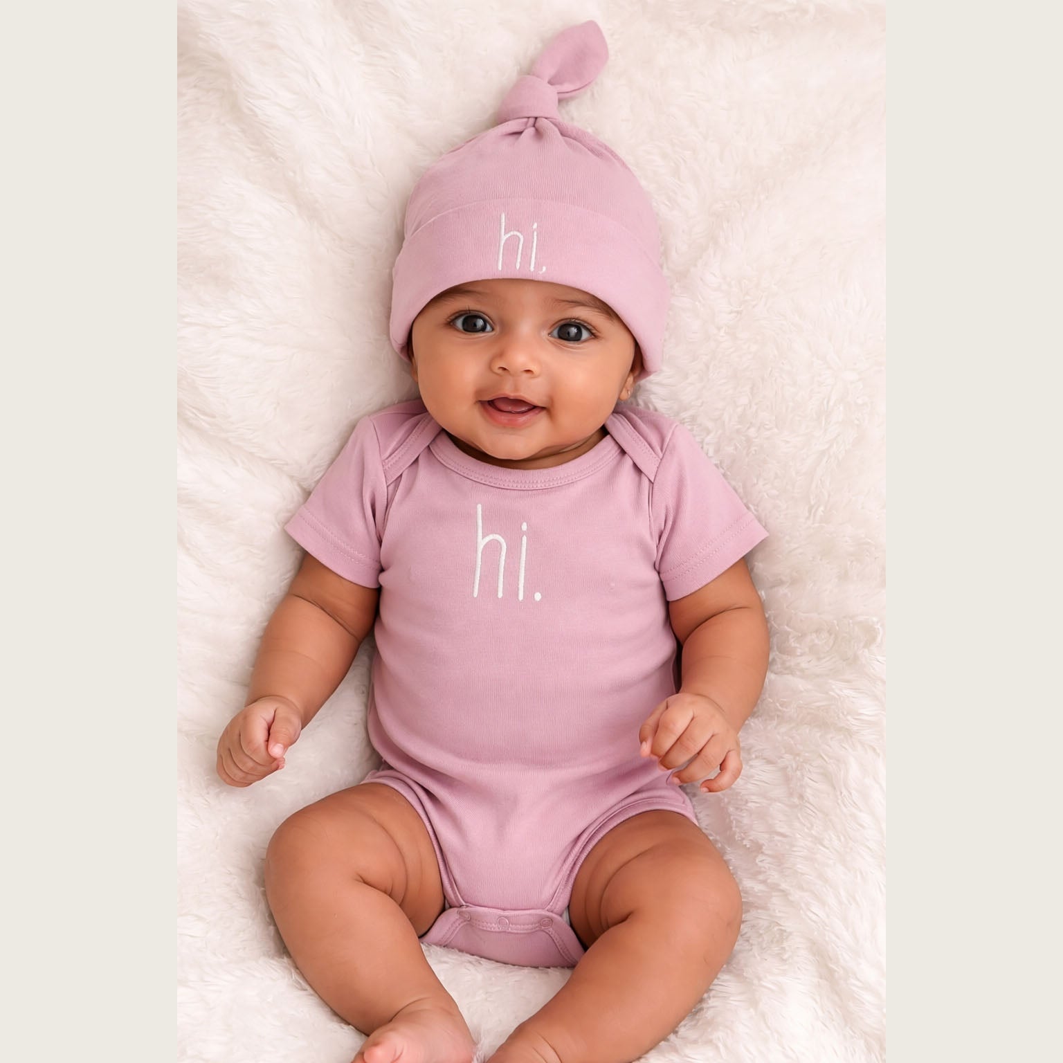 hi. Rosy Pink Cotton Knit Onesie for Baby - Onesie