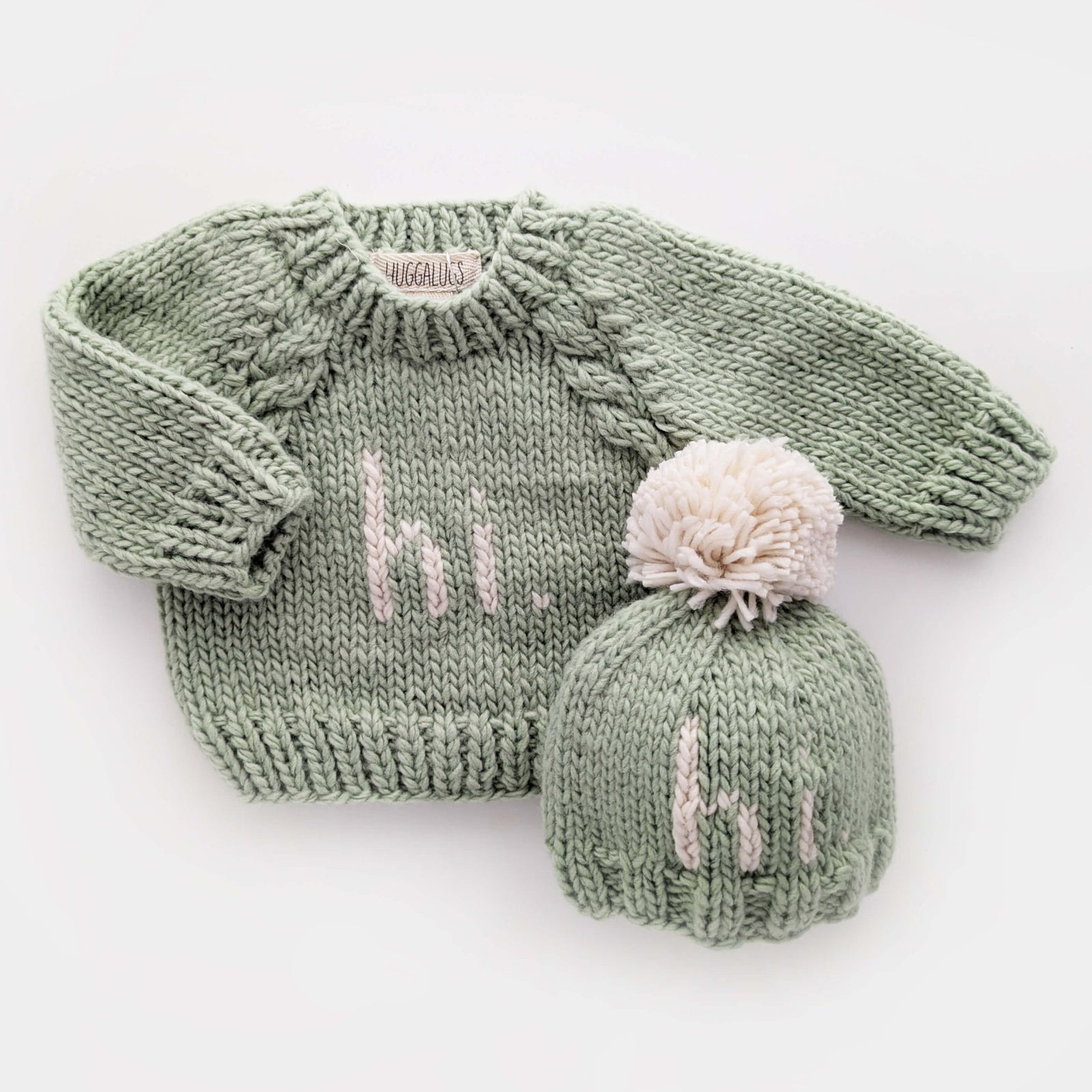 hi. Sage Green Hand Knit Beanie Hat - Beanie Hats