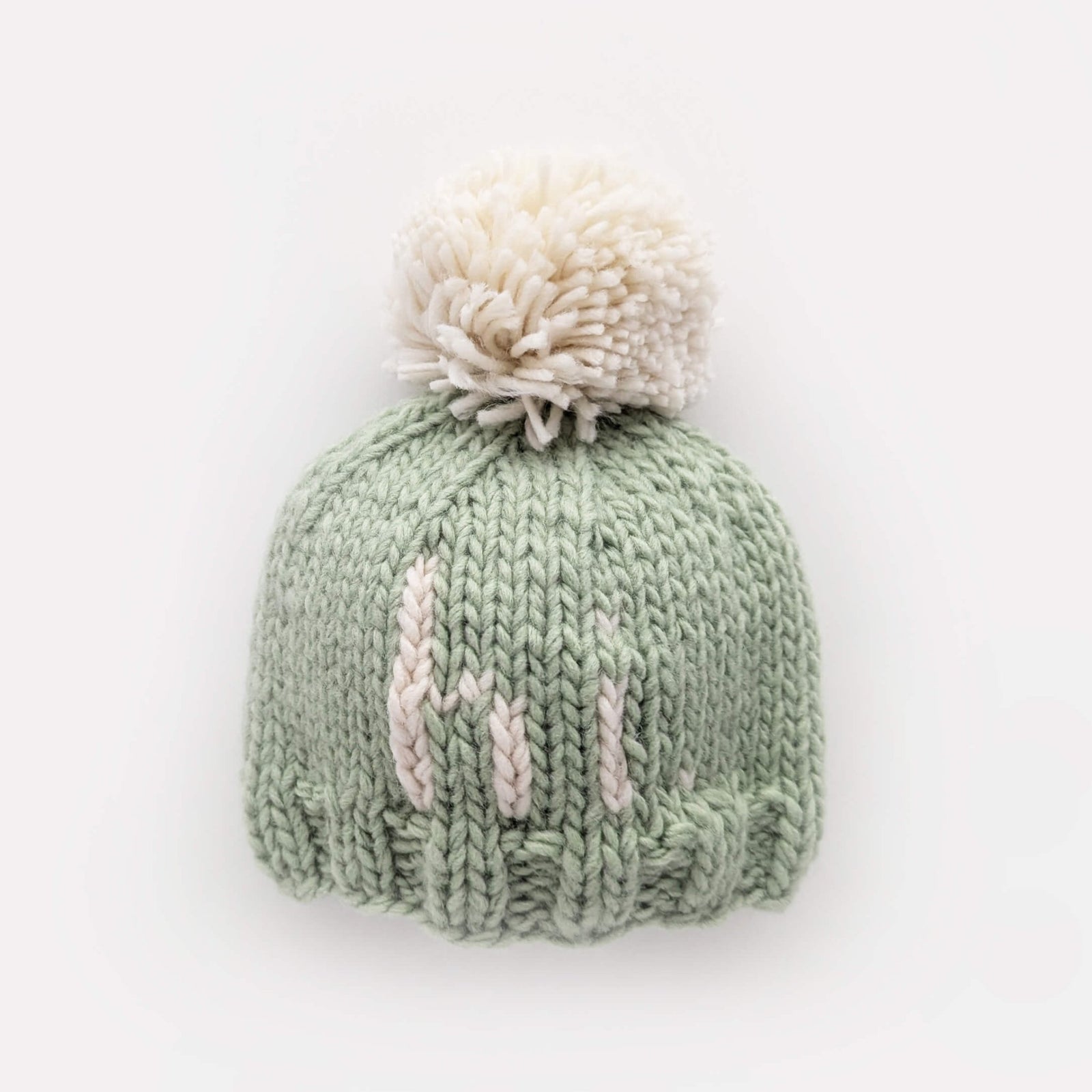hi. Sage Green Hand Knit Beanie Hat - Beanie Hats