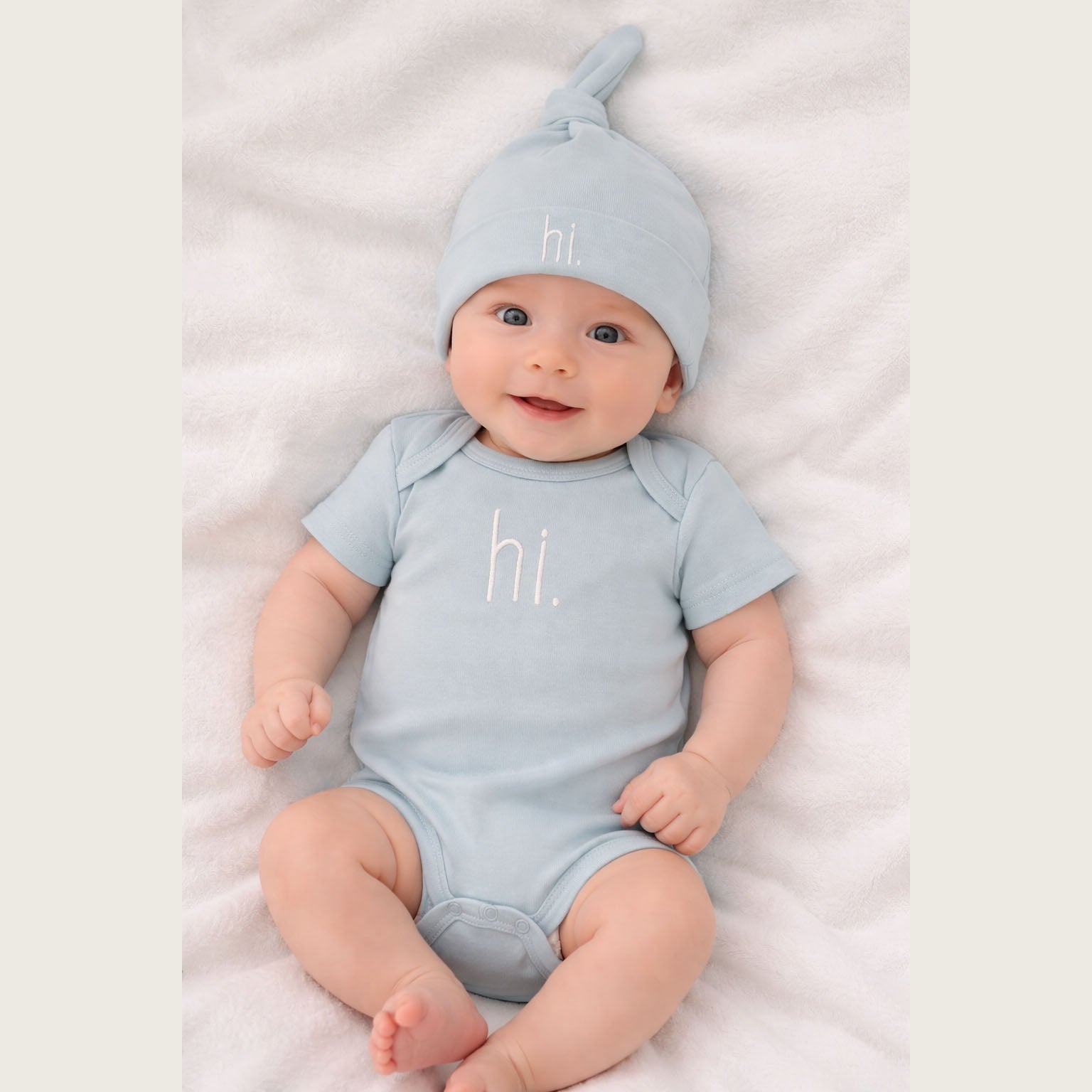 hi. Surf Blue Cotton Knit Onesie for Baby - Onesie