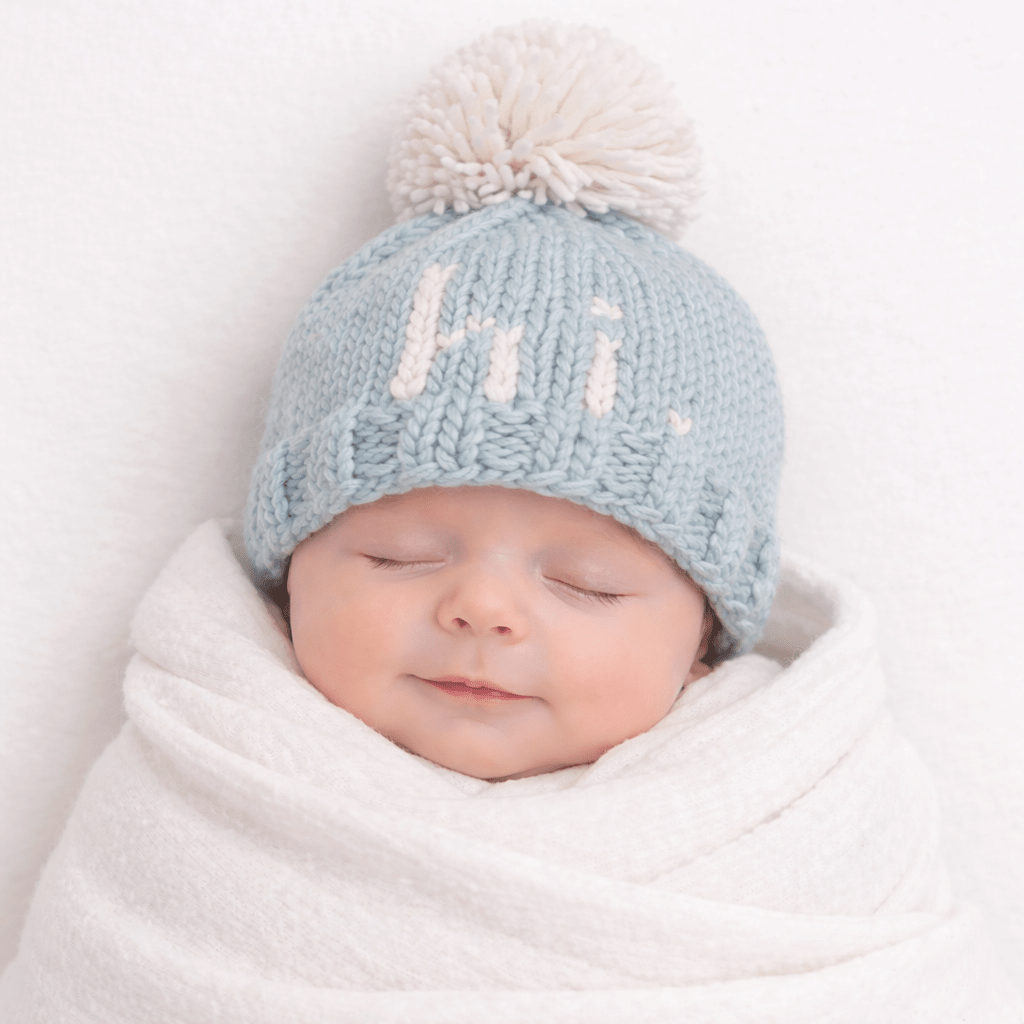hi. Surf Blue Hand Knit Beanie Hat - Beanie Hats