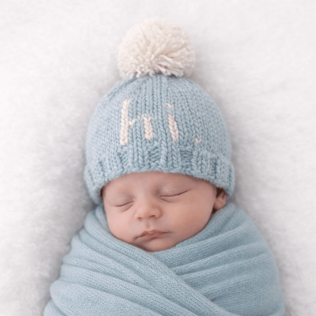 hi. Surf Blue Hand Knit Beanie Hat - Beanie Hats