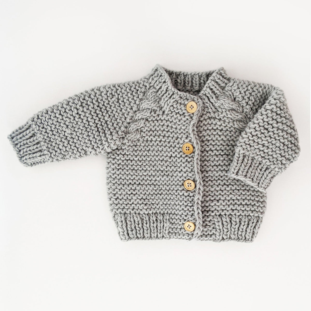 Ice Grey Garter Stitch Cardigan Sweater for Babies and Toddlers - Sweaters