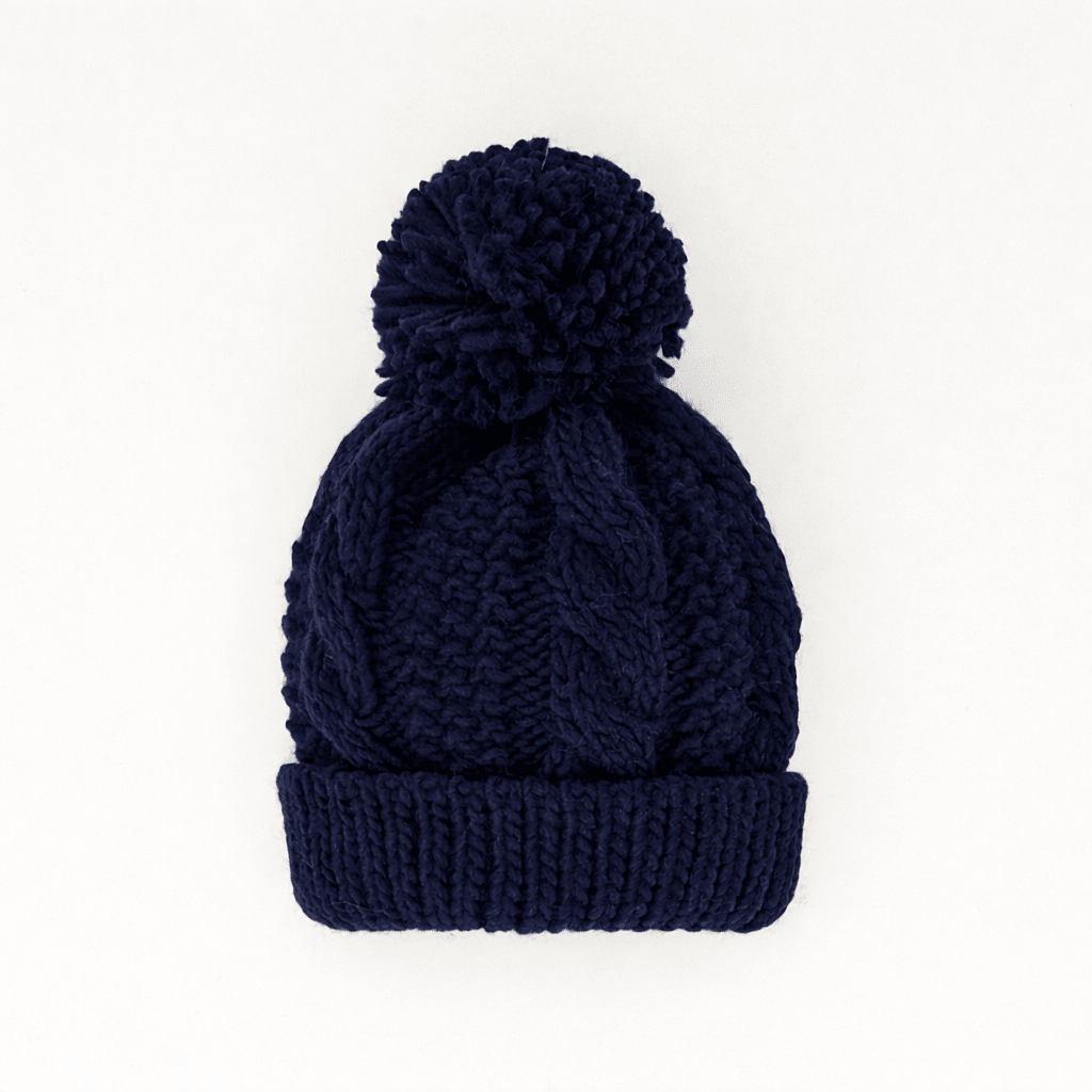 Indigo Cable Knit Beanie Hat for Babies thru Adults - Huggalugs