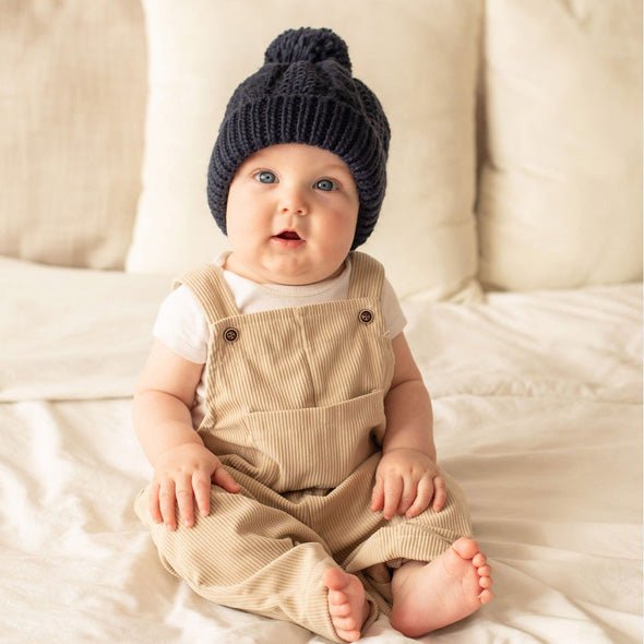 Indigo Cable Knit Beanie Hat for Babies thru Adults - Beanie Hats