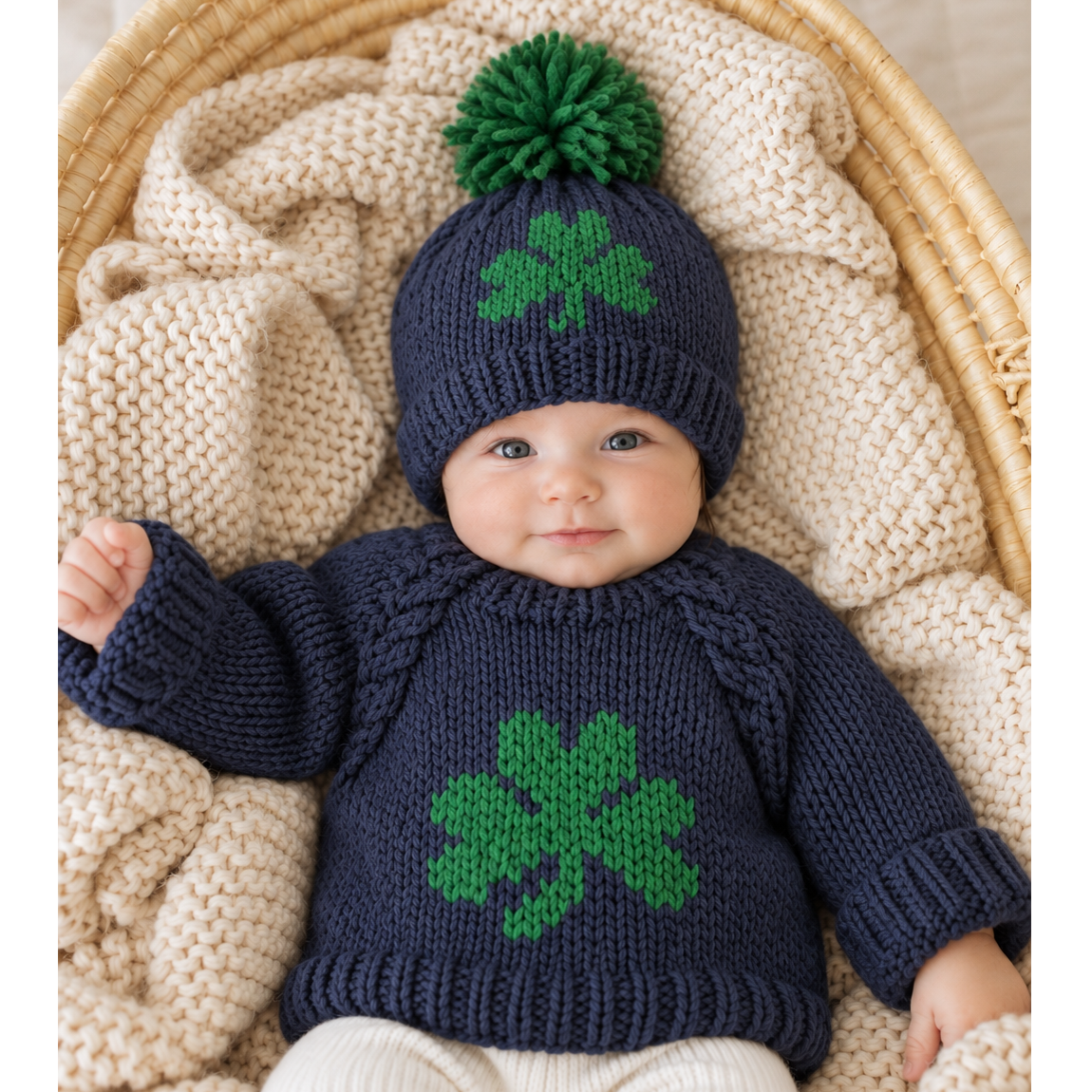 Indigo Shamrock Beanie for All Ages