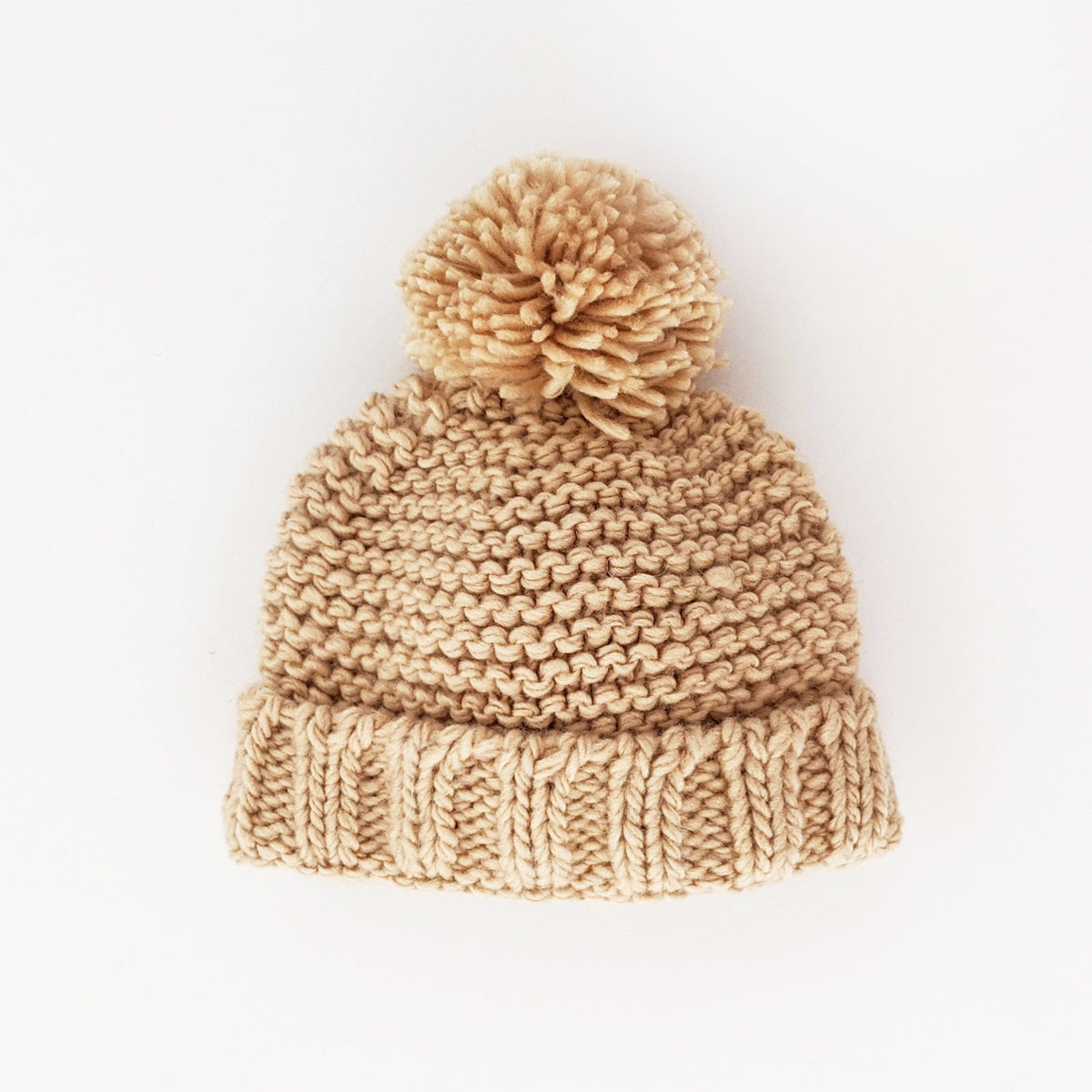 Latte Garter Stitch Beanie Hat for Babies and Toddlers - Beanie Hats