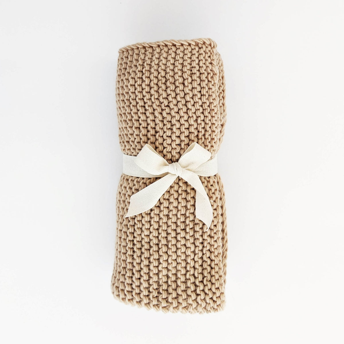 Latte Garter Stitch Knit Blanket for Babies - Blanket