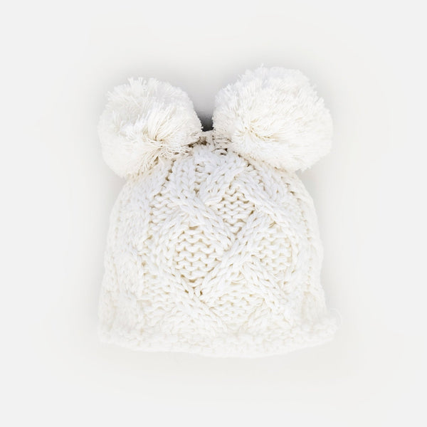 newborn-aran-white-double-pom-  display picture 1