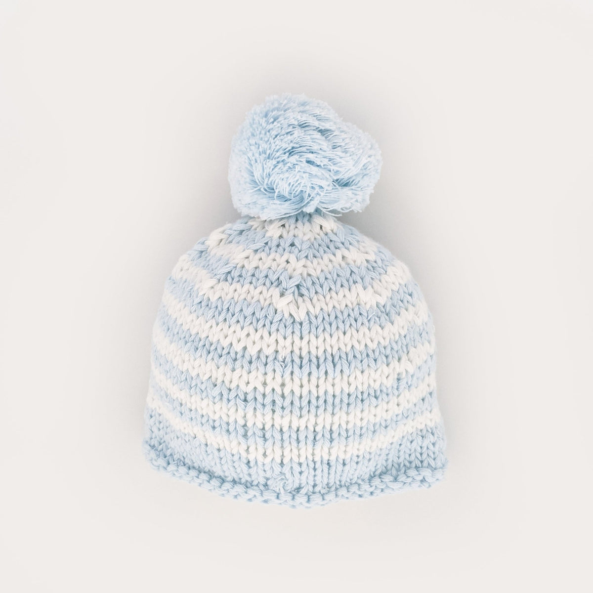 Newborn Blue Pom Pom Beanie Hat Infant - Newborn Knits