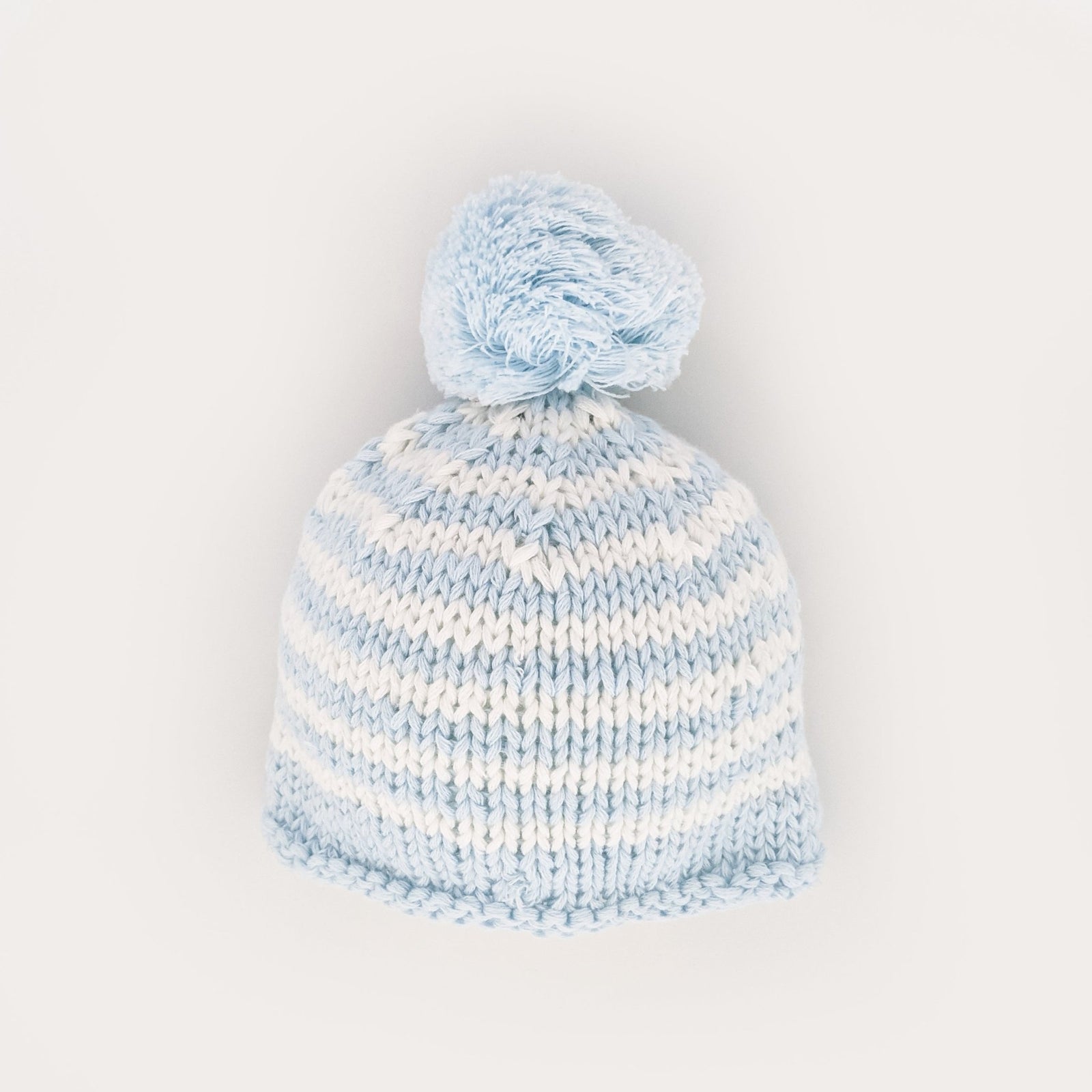 Newborn Blue Pom Pom Beanie Hat Infant - Newborn Knits