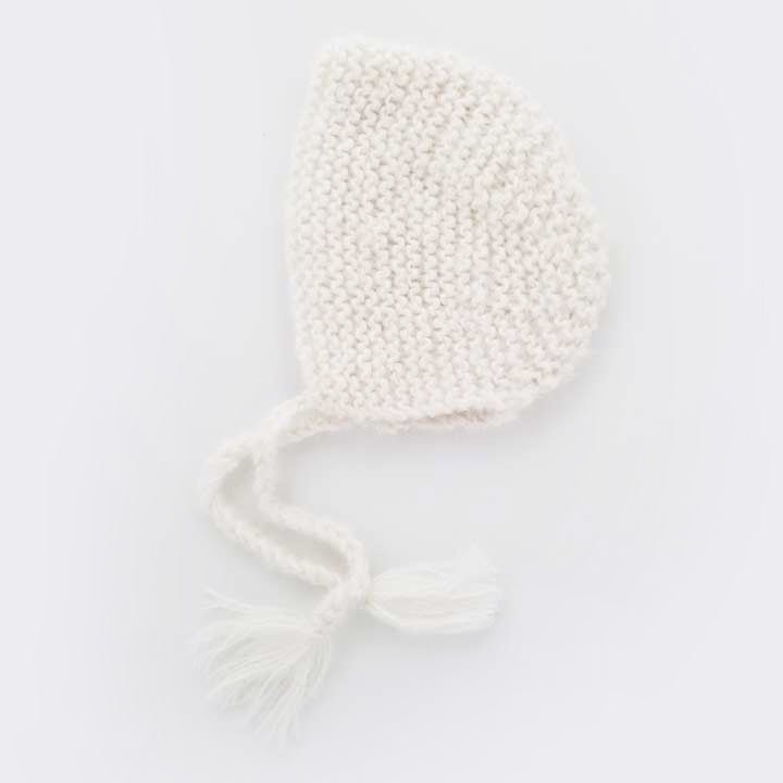 Newborn White Angora Knit Bonnet Infant Huggalugs