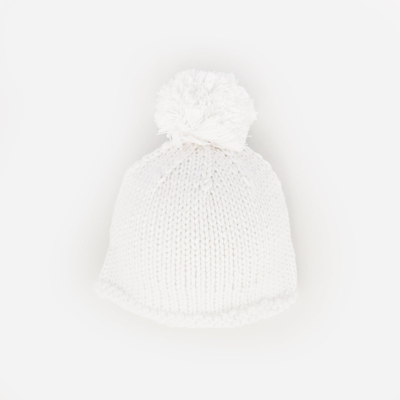 Newborn White Pom Pom Beanie Hat Infant - Newborn Knits