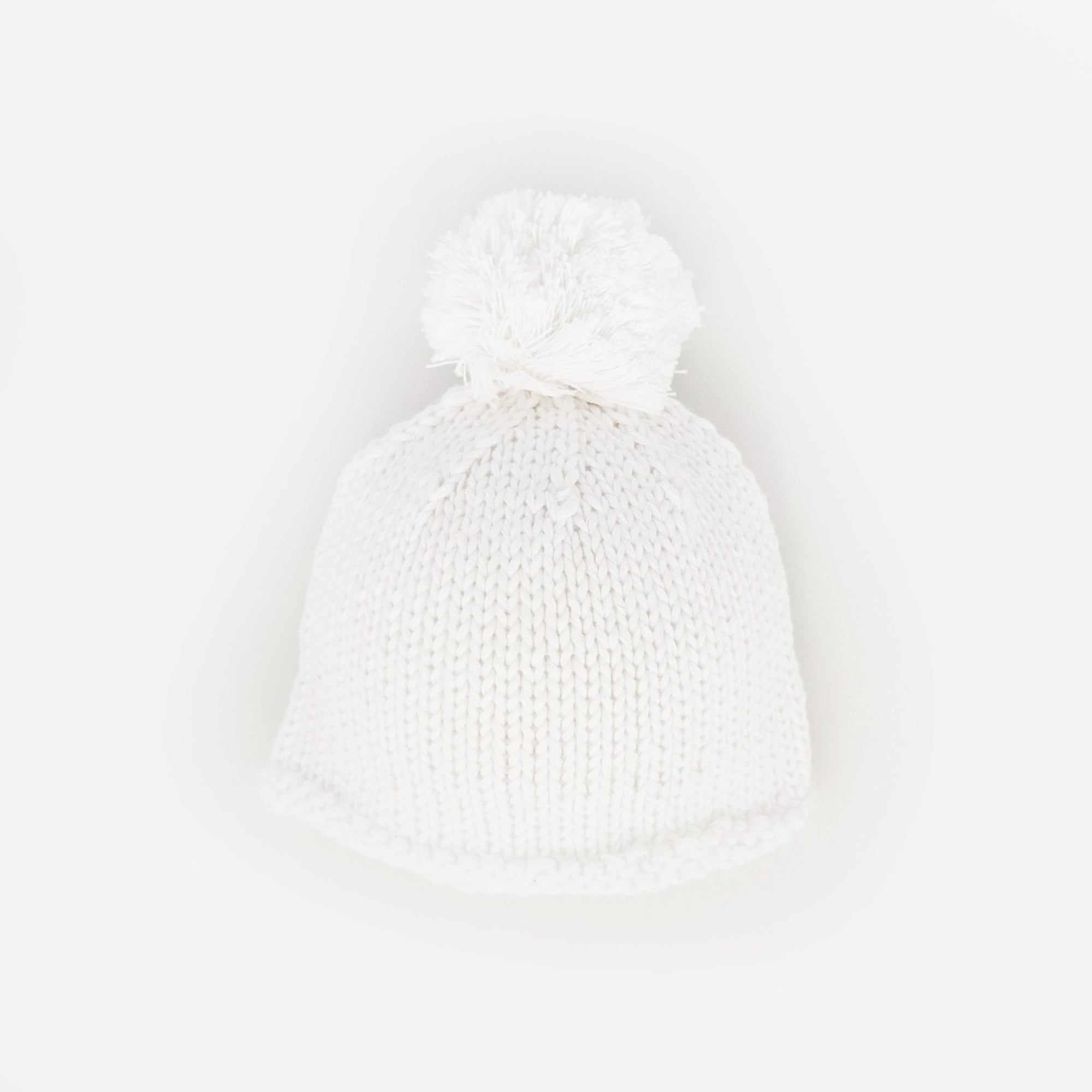 Newborn White Pom Pom Beanie Hat Infant - Newborn Knits