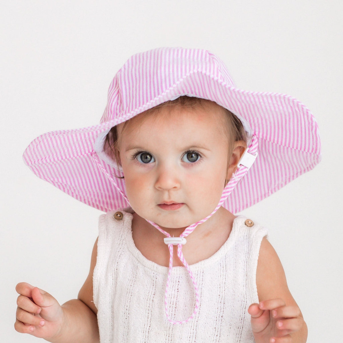 Pink Seersucker Sunhat UPF 50+ Baby &amp; Toddler - Sunhat