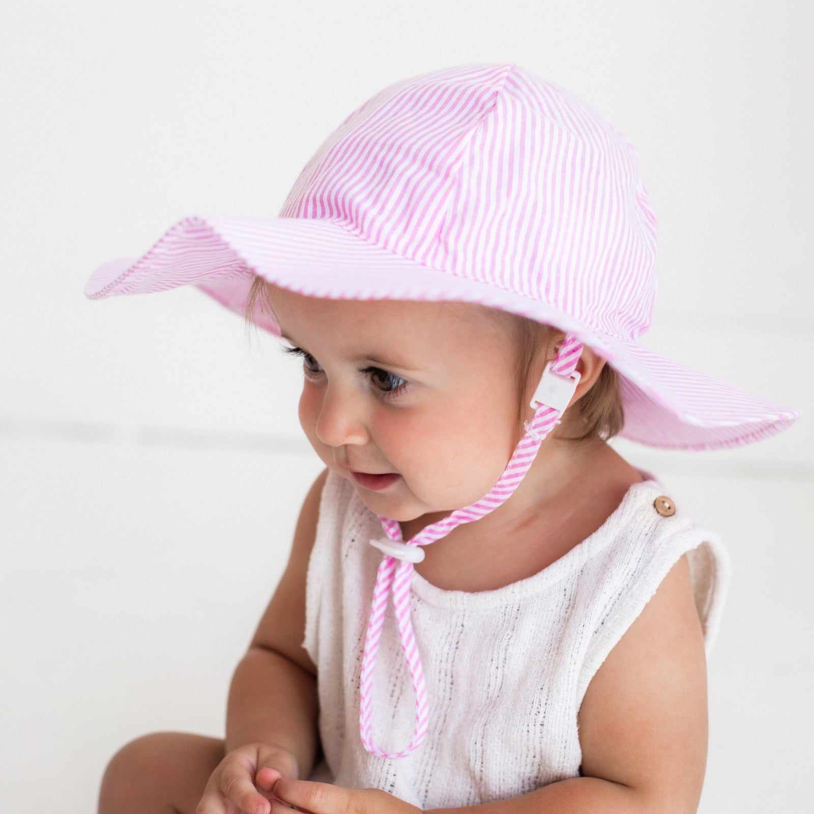 Pink Seersucker Sunhat UPF 50+ Baby & Toddler - Sunhat