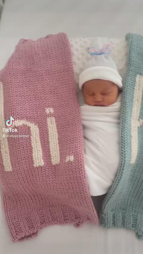 hi. Hand Knit Blanket Rosy Pink