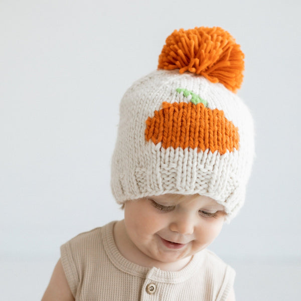 Pumpkin Hand Knit Beanie Hat - Huggalugs