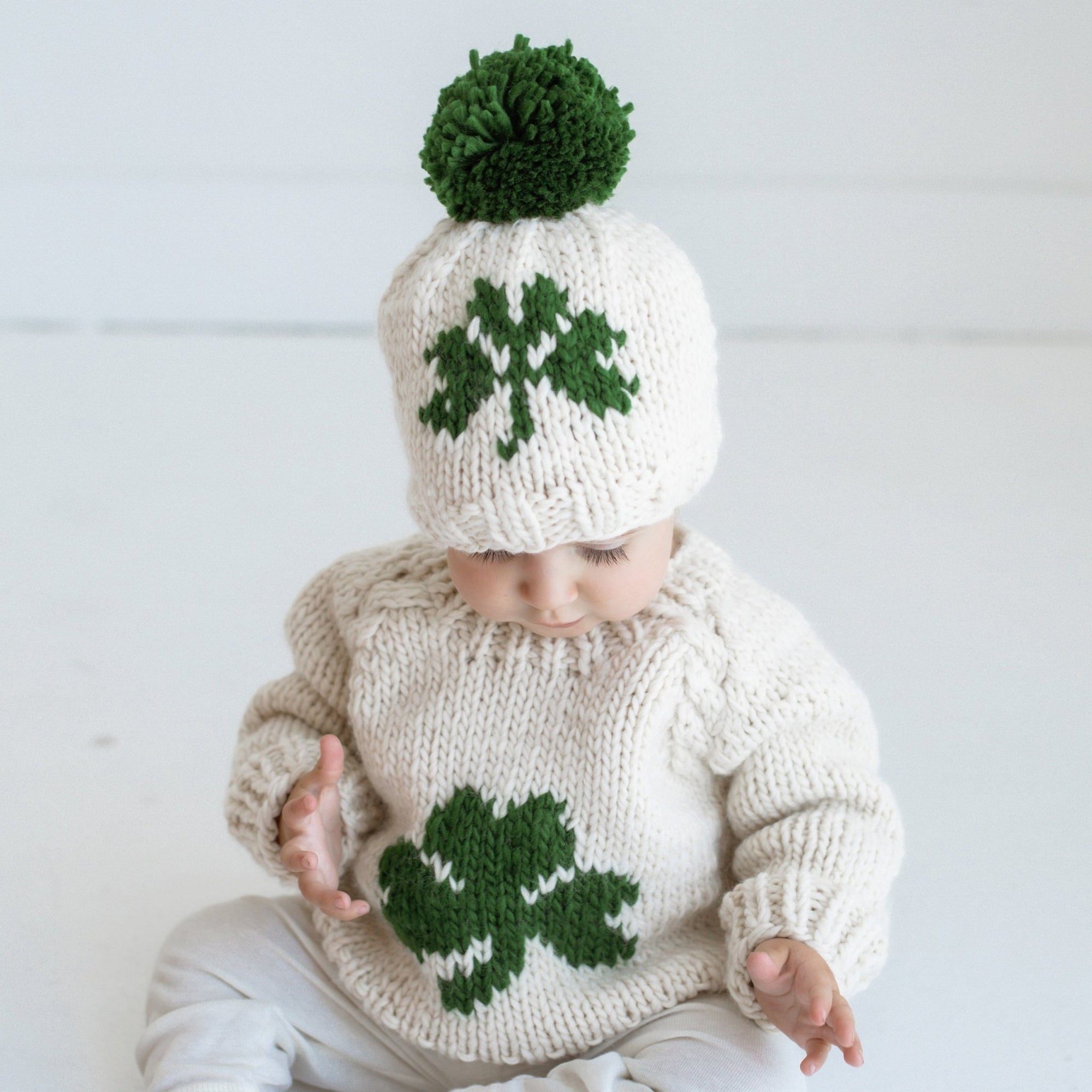 Shamrock St. Patrick's Day Hand Knit Beanie Hat - Beanie Hats