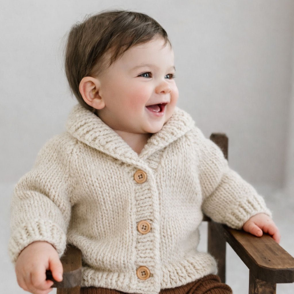 Shawl Collar Natural Cardigan Sweater for Baby & Toddler - Sweaters