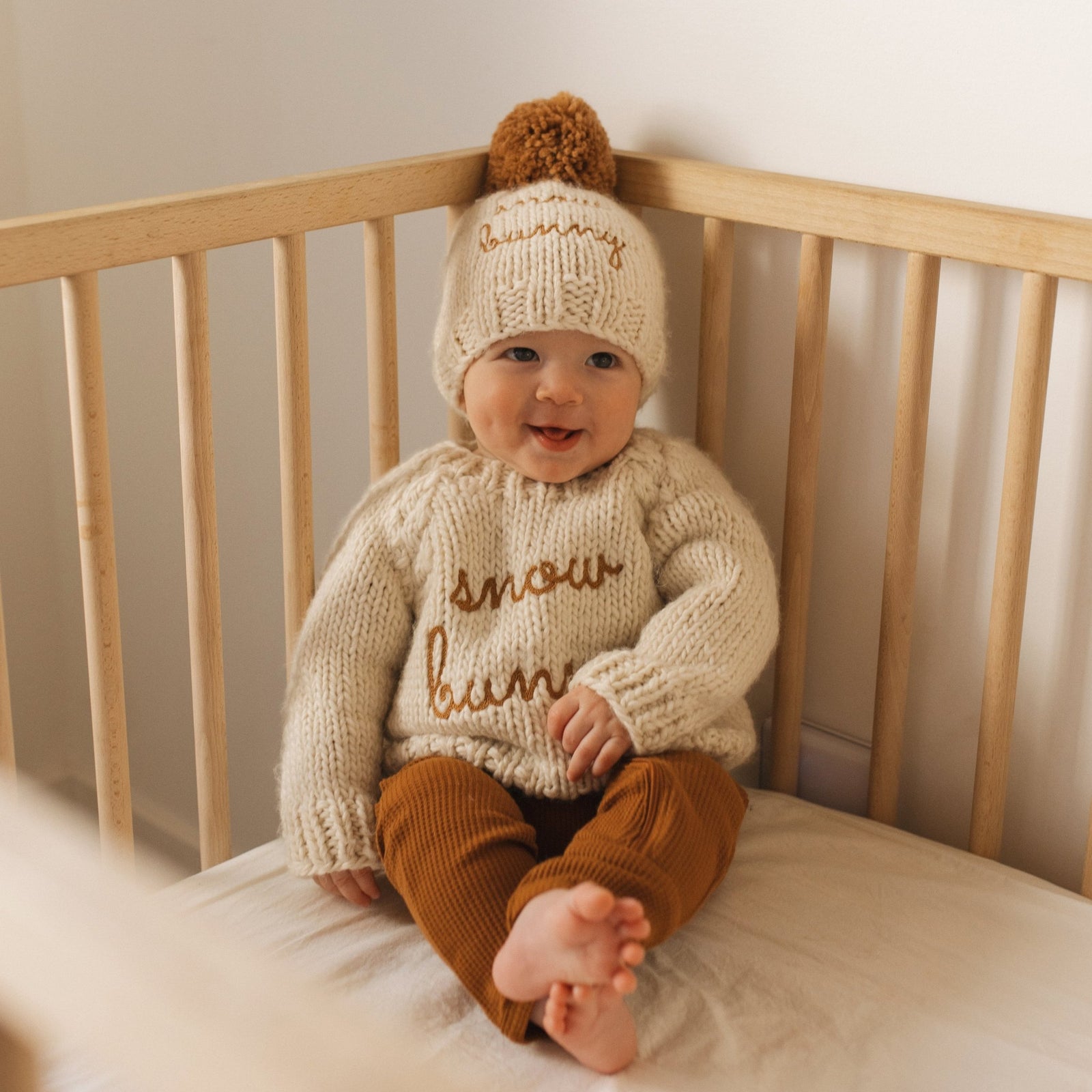 Snow Bunny Pecan Crew Neck Sweater for Baby & Toddler - Sweaters