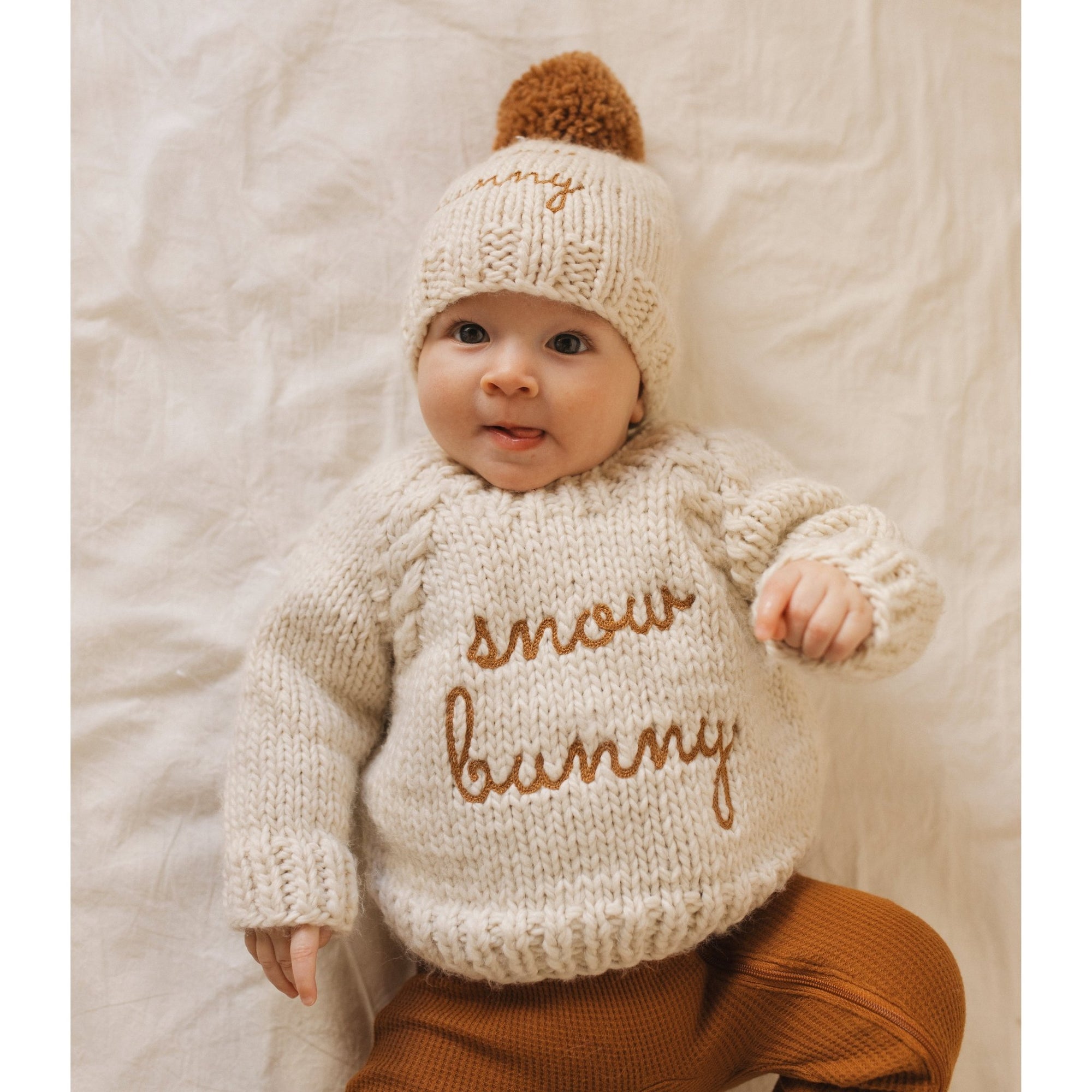 Snow Bunny Pecan Crew Neck Sweater for Baby & Toddler - Sweaters