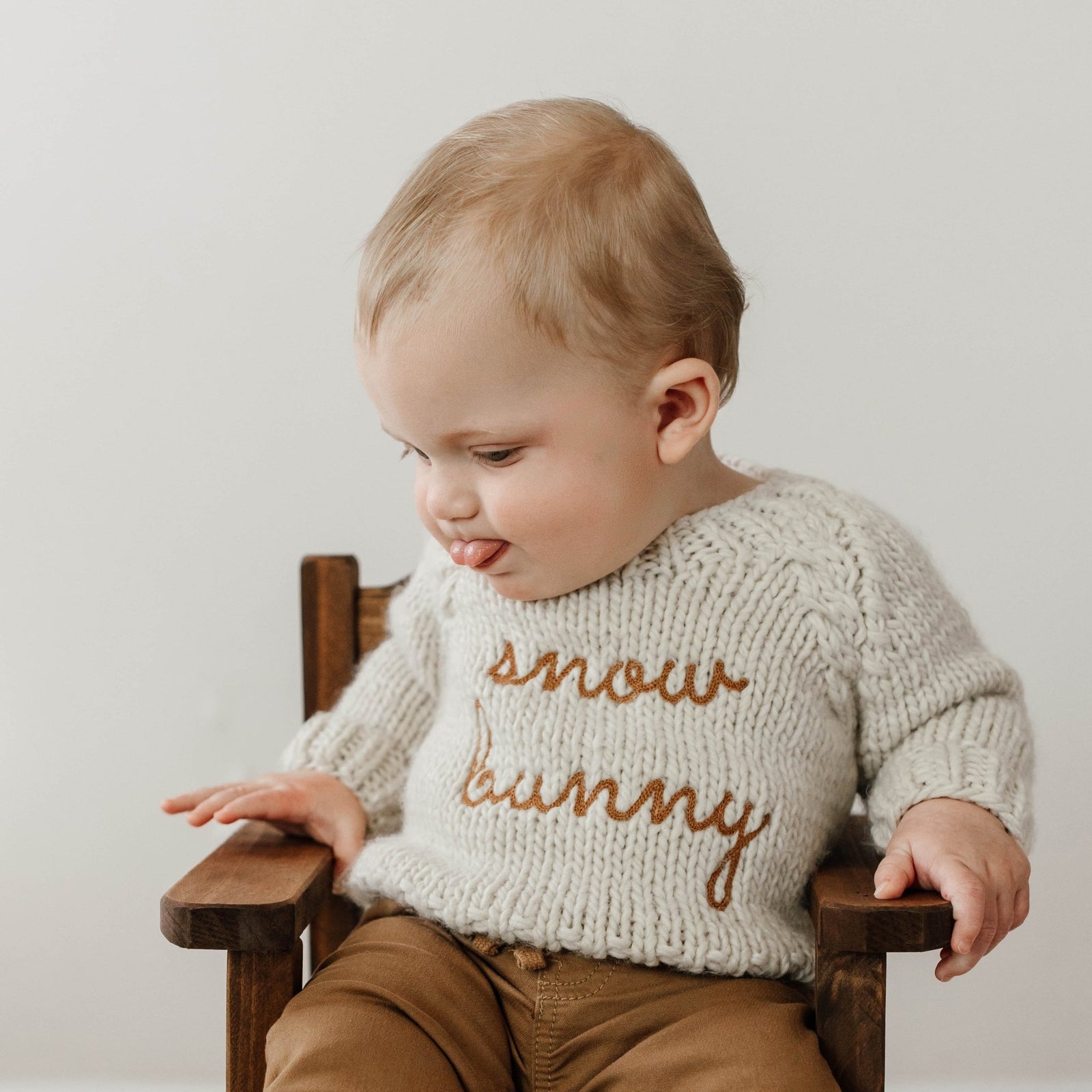 Snow Bunny Pecan Crew Neck Sweater for Baby & Toddler - Sweaters