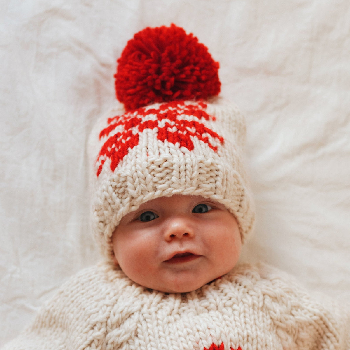 Snowflake Natural Beanie Hat for Baby Kids Huggalugs
