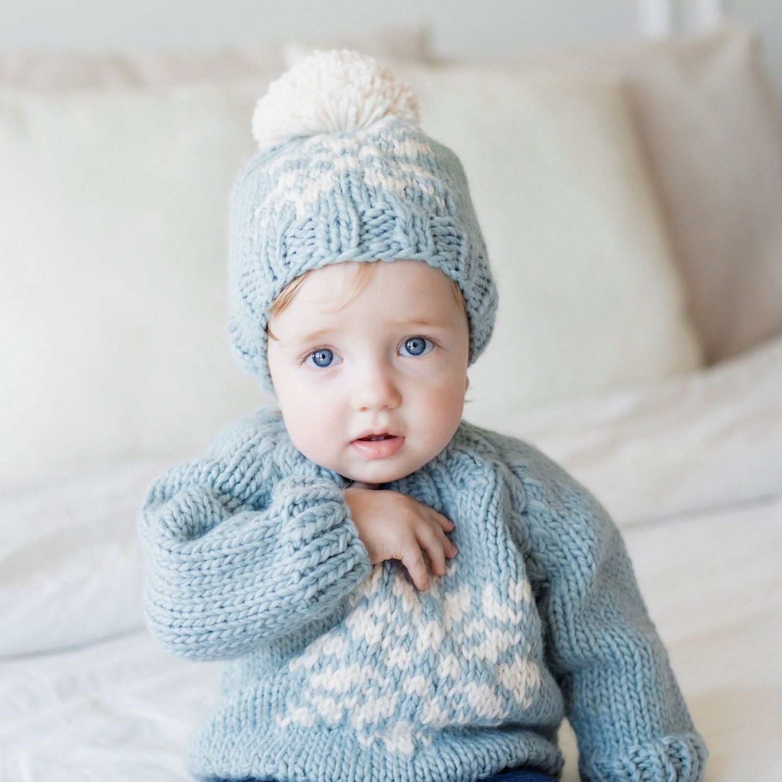 Snowflake Surf Blue Crew Neck Sweater for Baby & Toddler - Sweaters