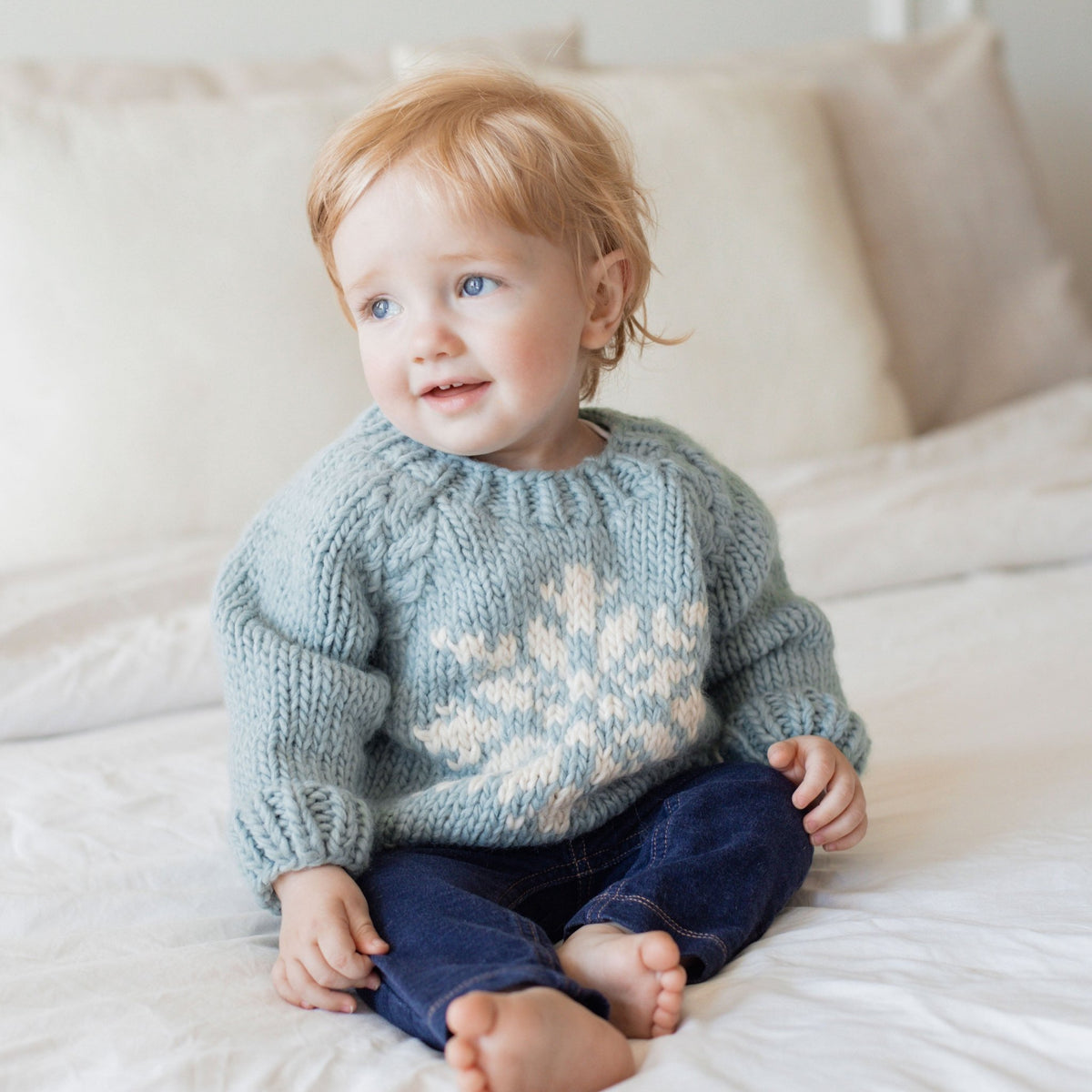 Snowflake Surf Blue Crew Neck Sweater for Baby &amp; Toddler - Sweaters