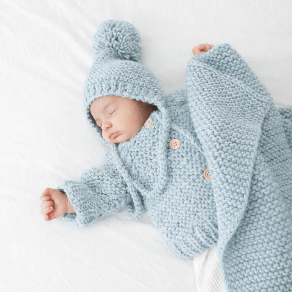 Surf Blue Garter Stitch Knit Blanket - Blanket